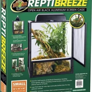 Zoo Med Laboratories ReptiBreeze Reptile Cage with Open-Air Auluminum Screen - Small - L:16" X W:16" X H:20" Inches Big Sale