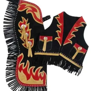 Weekend Sale Tough1 Premium Youth Chap/Vest Set Horse/Flame