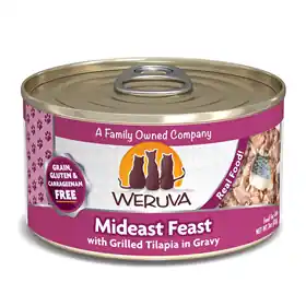 Markdown WERUVA Mideast Feast with Grilled Tilapia in Gravy Canned Cat Food