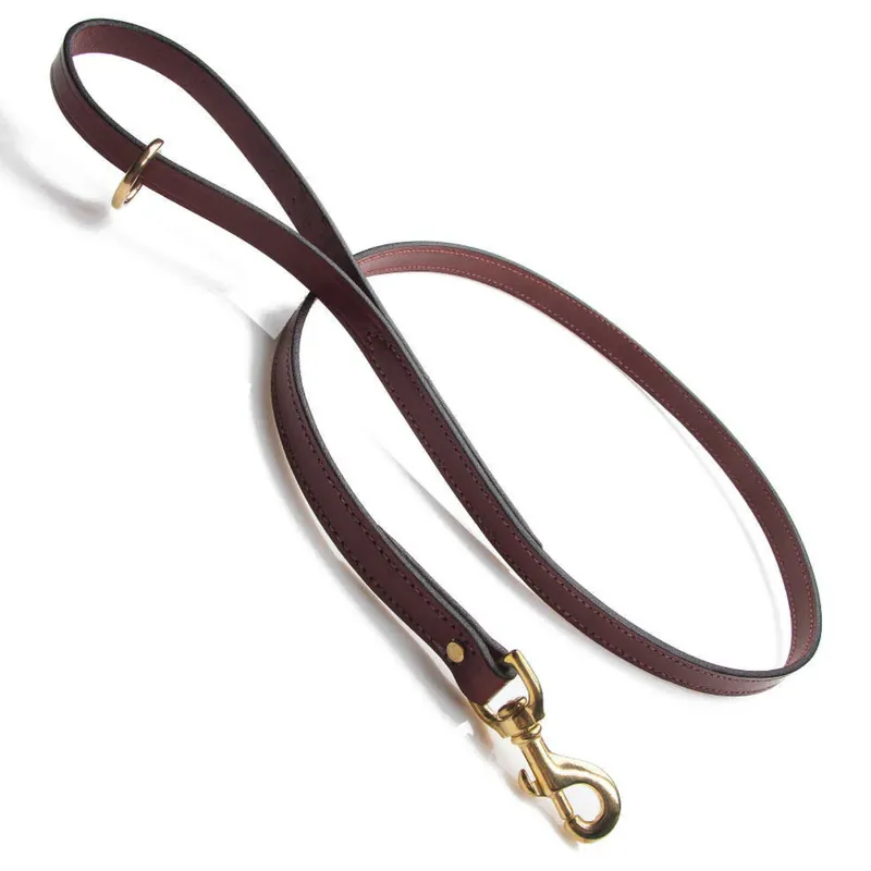 Modern Mendota Leather Chestnut Snap Leash