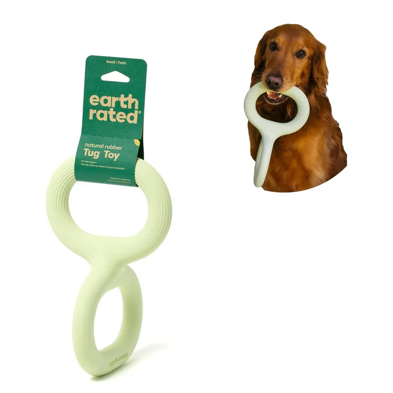 Flash Sale Earth Rated Rubber Tug Dog Toy Green