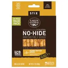 Warranty Included Earth Animal No Hide Peanut Butter Stix, 20pk