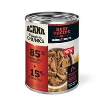 Acana Premium Chunks, Beef Recipe in Bone Broth Dog Food, 12.8-Oz Warranty Included
