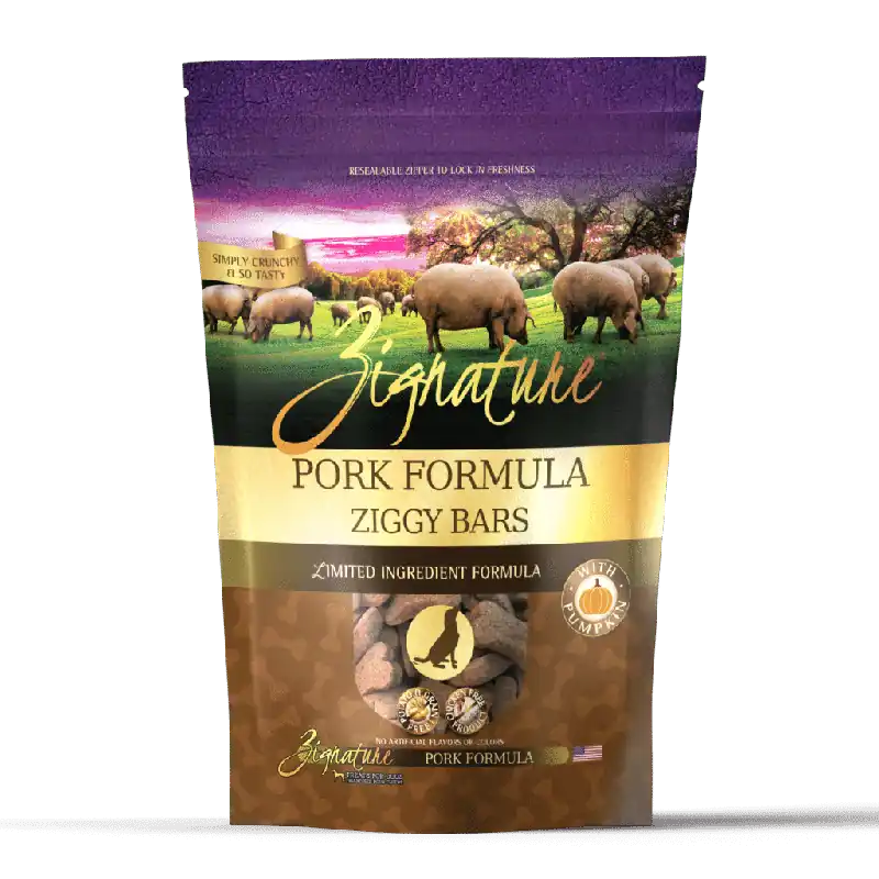 Zignature Ziggy Bars LID Pork & Pumpkin Treats 12oz Free Returns