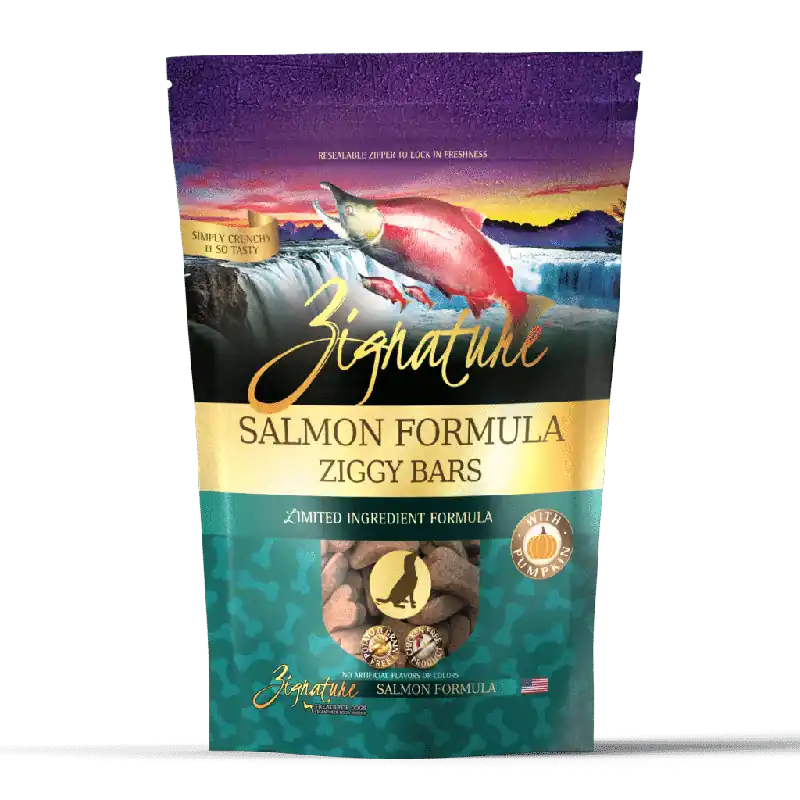 Zignature Ziggy Bars LID Salmon & Pumpkin Treats 12oz Factory Price