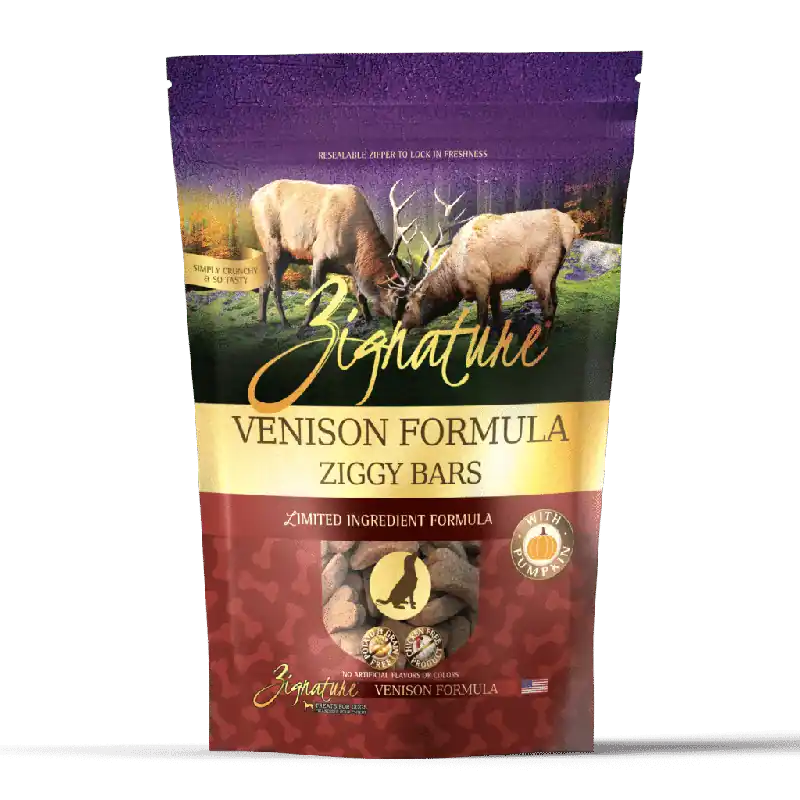 Zignature Ziggy Bars LID Venison & Pumpkin Treats 12oz Crafted